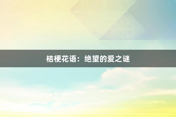 桔梗花语：绝望的爱之谜